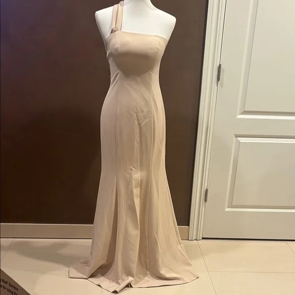 asos beaded shift dress Alana One Shoulder Ruched Dress In Cream – The Walk in Wardrobe main image 0